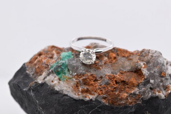 solitaire 14K white gold ring with 1.01 carat SI2 diamond, size 6.35 mm, 6.5 US ring size. Diamonds are believed to improve confidence, peace of mind, and charm.