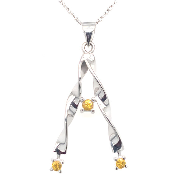 Yellow Sapphire and Diamond Pendant in 18K White Gold - Perfect for Special Occasions or Everyday Wear.