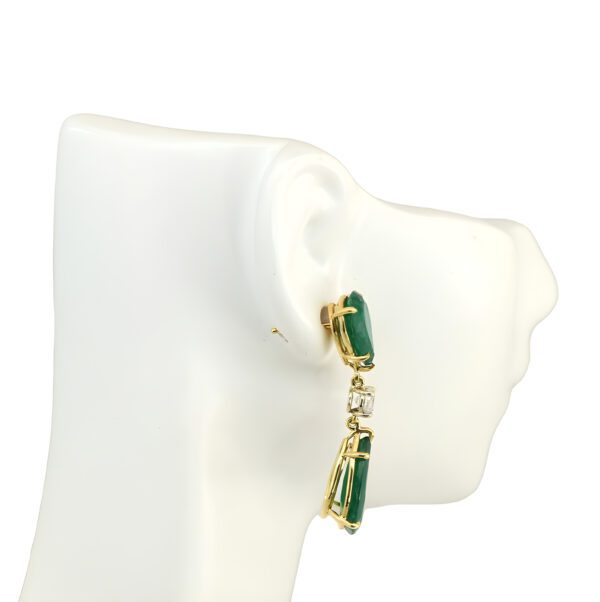 Natural Emerald Pear Drop Earrings in 18K Gold with Diamonds - WR2121