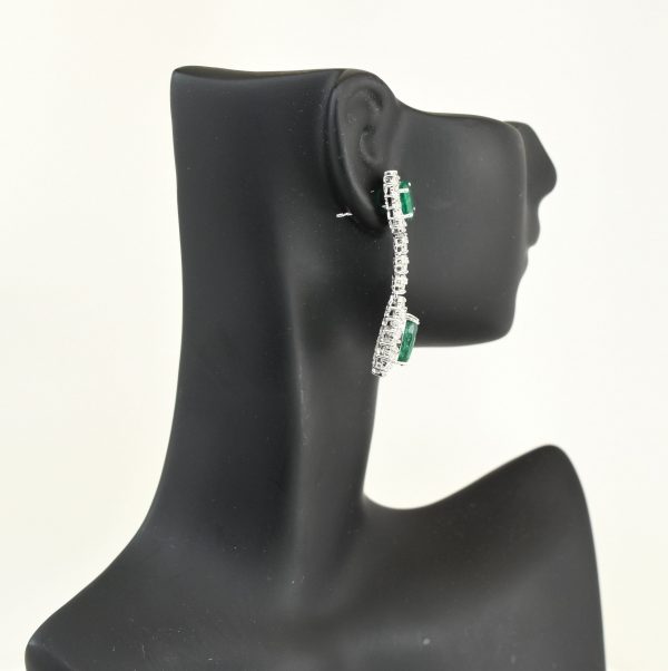 Shop Stunning Natural Emerald Halo Earrings - Pear and Oval Cuts with Diamonds and 14K Gold Available