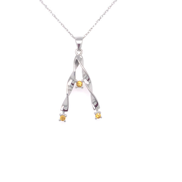 Yellow Sapphire and Diamond Pendant in 18K White Gold - Perfect for Special Occasions or Everyday Wear.