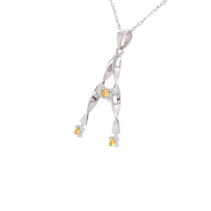 Yellow Sapphire and Diamond Pendant in 18K White Gold - Perfect for Special Occasions or Everyday Wear.