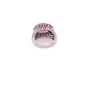 Discover our Vintage Pink Tourmaline Engagement Ring in 14K White Gold with Pink Tourmaline and Sapphire Gemstone Detail, Diamond Accents, Rubellite Ring, Gold Tourmaline, and White Gold Vintage Pink Tourmaline Ring with Oval Pink Gemstone. Shop now and add a unique spark to your jewelry collection